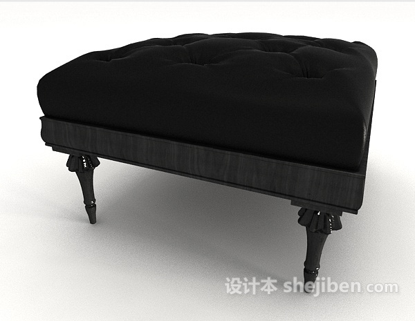 设计本欧式黑色沙发凳子3d模型下载