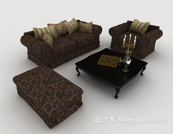 欧式简单花纹组合沙发