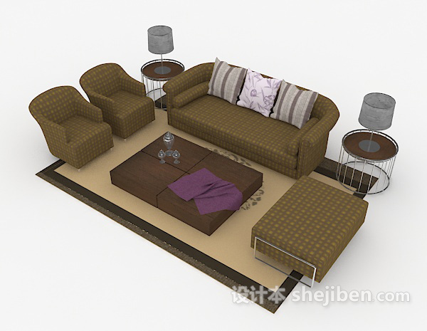 棕色休闲家居组合沙发