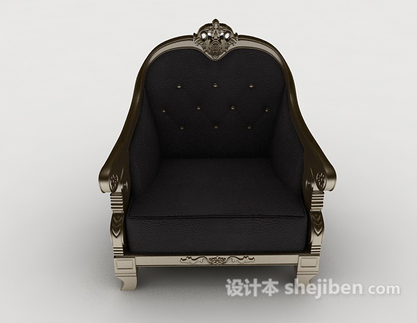 欧式风格欧式简约黑色沙发3d模型下载