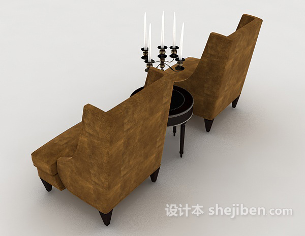 设计本欧式复古桌椅组合3d模型下载