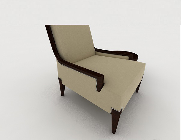 免费木质单人沙发和小圆桌3d模型下载