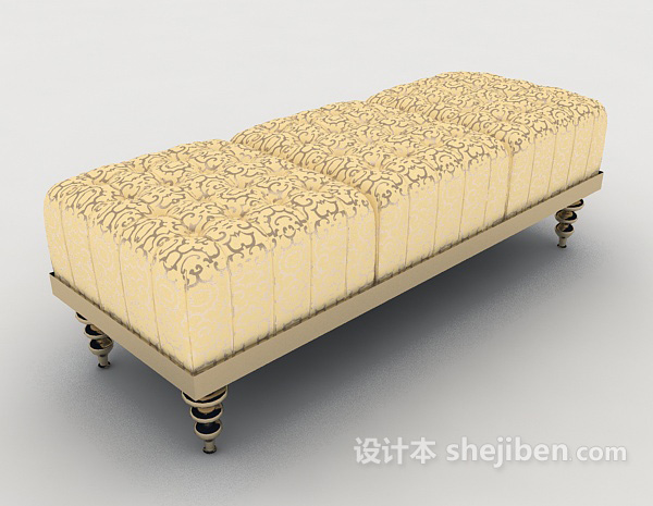欧式黄色沙发长凳3d模型下载