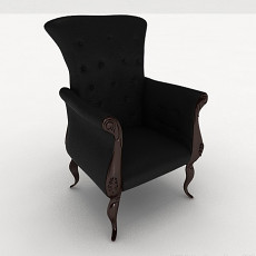 欧式黑色简约单人沙发3d模型下载