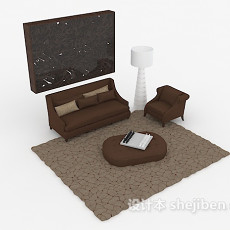 家庭简单组合沙发3d模型下载