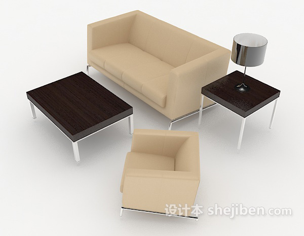 商务简约棕色组合沙发3d模型下载