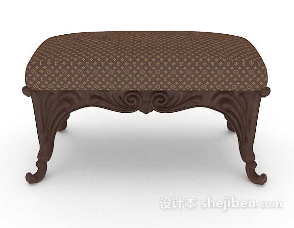 欧式风格欧式实木沙发凳3d模型下载