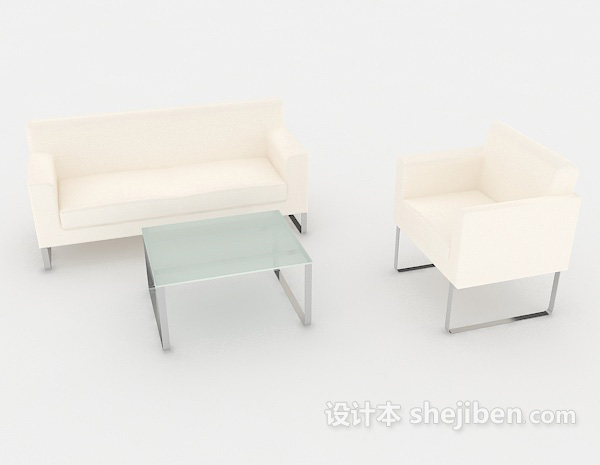 现代风格白色现代组合沙发3d模型下载