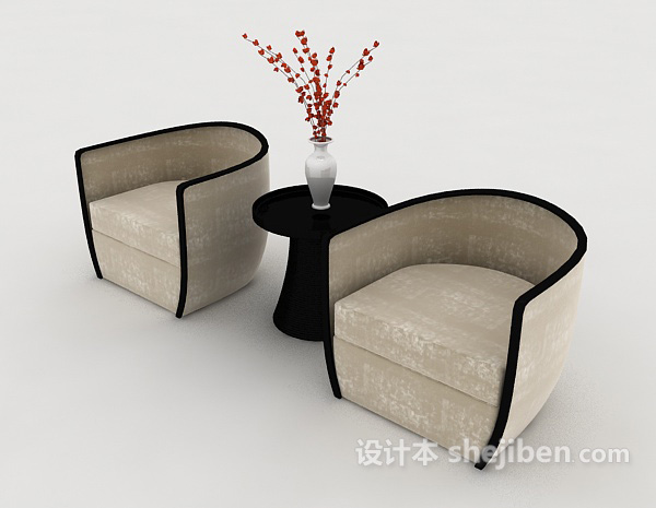 设计本商务简约桌椅组合3d模型下载