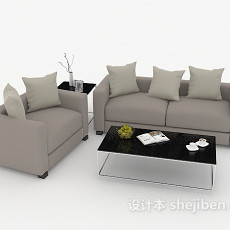 简约家居休闲灰色组合沙发3d模型下载