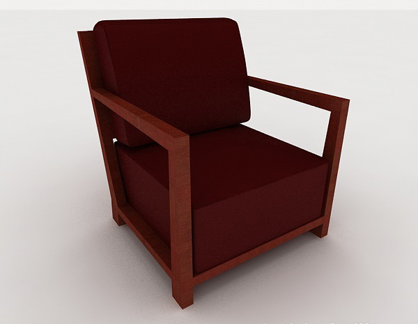 免费简约木质红色家居椅3d模型下载