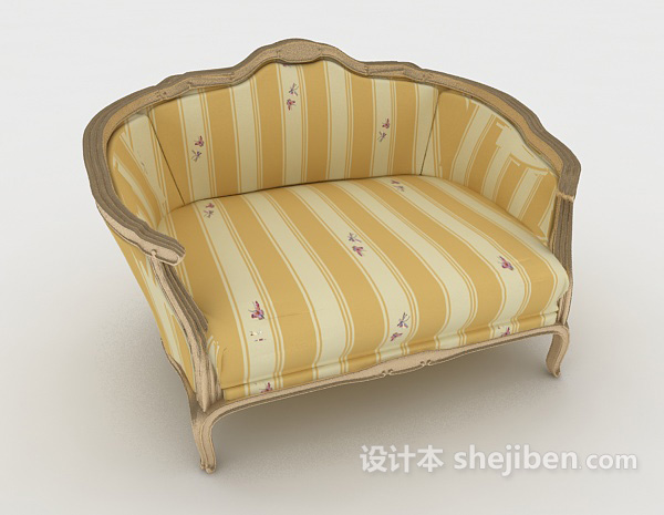 欧式风格欧式清新风格单人沙发3d模型下载