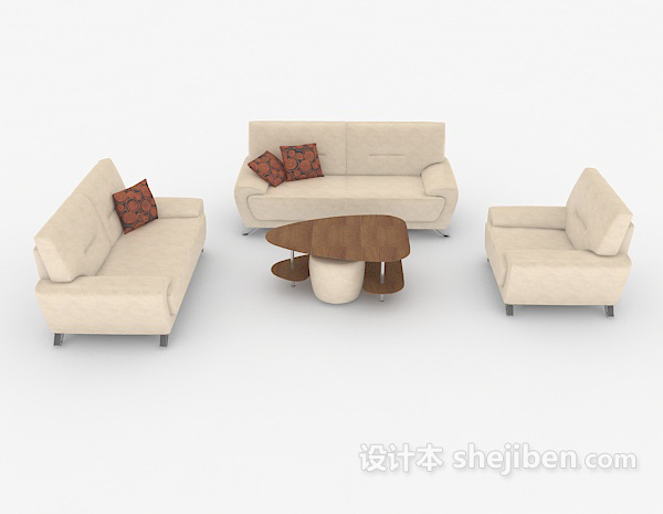 免费现代家居简单组合沙发3d模型下载