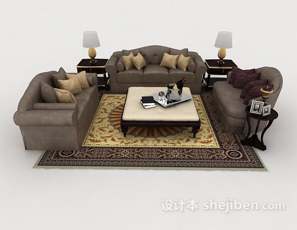 现代风格家居深灰色组合沙发3d模型下载