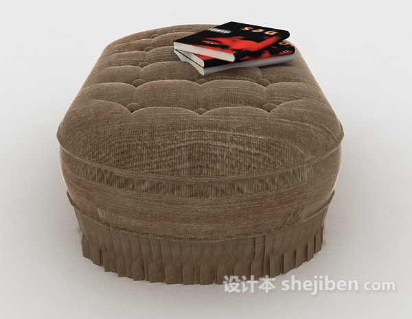 设计本棕色软包沙发凳3d模型下载