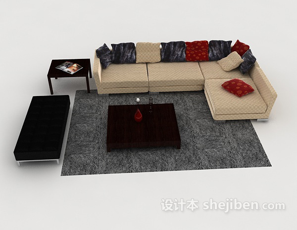 中式风格新中式家居简约组合沙发3d模型下载