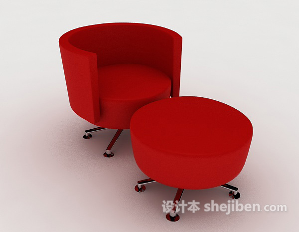 红色圆休闲椅3d模型下载