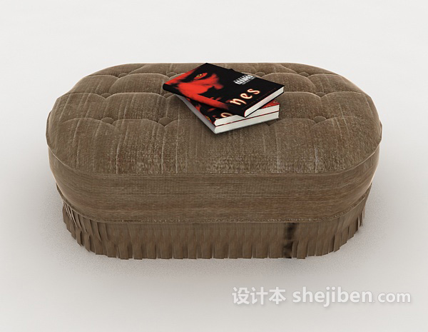 欧式风格棕色简约沙发凳3d模型下载