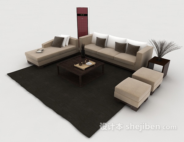 简约现代家居组合沙发3d模型下载