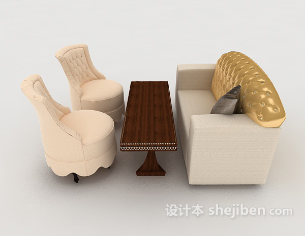欧式风格简单居家欧式组合沙发3d模型下载