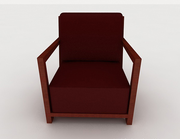 现代风格简约木质红色家居椅3d模型下载
