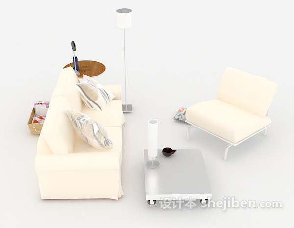 设计本白色组合沙发3d模型下载