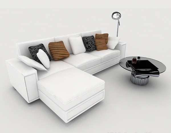 家居简约白色多人沙发3d模型下载