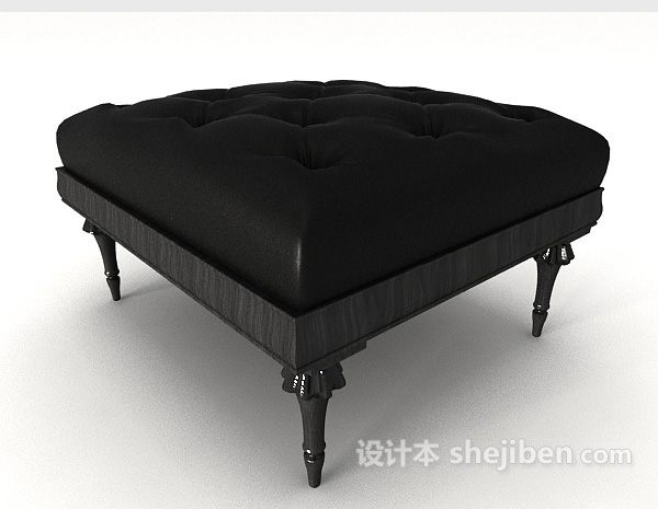 欧式黑色沙发凳子3d模型下载