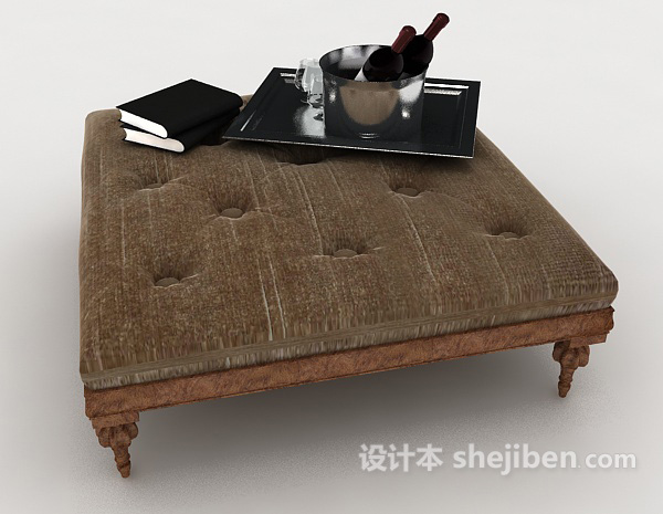 免费欧式棕色沙发凳子3d模型下载