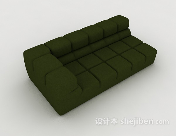 现代风格简约绿色多人沙发3d模型下载
