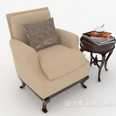 欧式简约棕色单人沙发3d模型下载