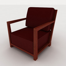 简约木质红色家居椅3d模型下载
