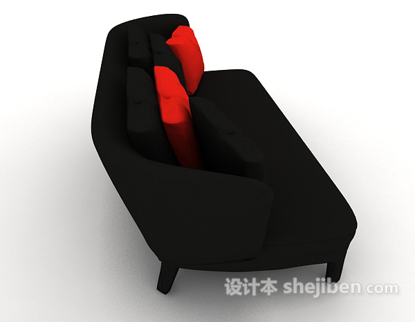 设计本休闲黑色双人沙发3d模型下载