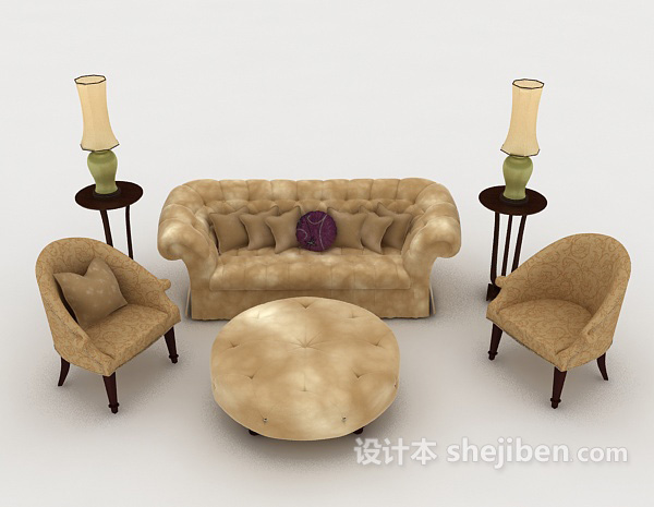 欧式风格欧式家居花纹沙发3d模型下载