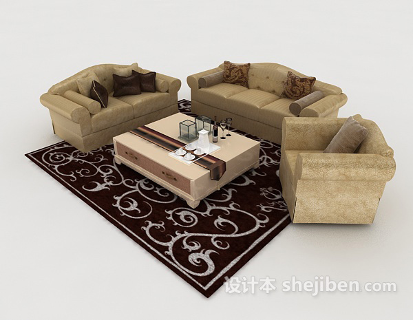 家居沙发组合3d模型下载