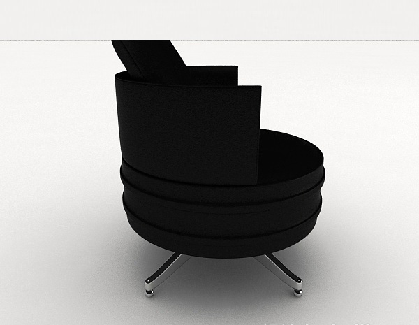 设计本简约黑色休闲圆椅子3d模型下载