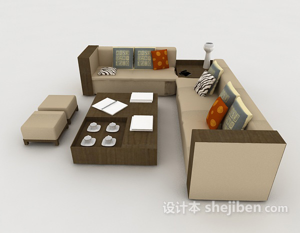 设计本家居现代简单组合沙发3d模型下载