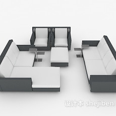 现代灰白色组合沙发3d模型下载