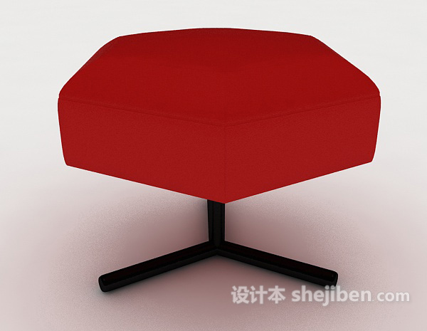 免费现代红色沙发凳3d模型下载