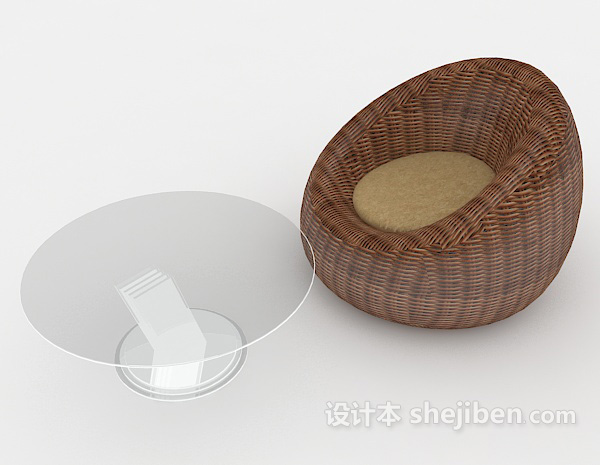 设计本现代休闲棕色桌椅组合3d模型下载