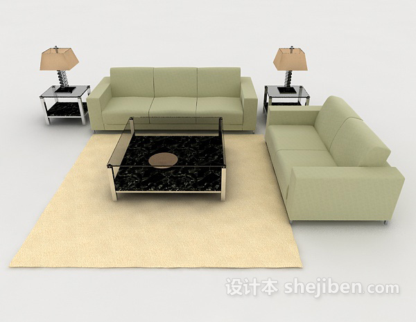 现代风格休闲绿色组合沙发3d模型下载
