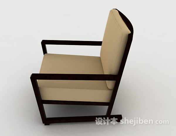设计本现代简约木质单人沙发3d模型下载