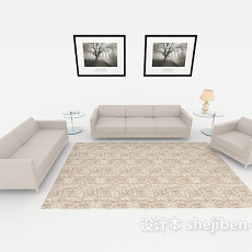 米白色家居简约组合沙发3d模型下载