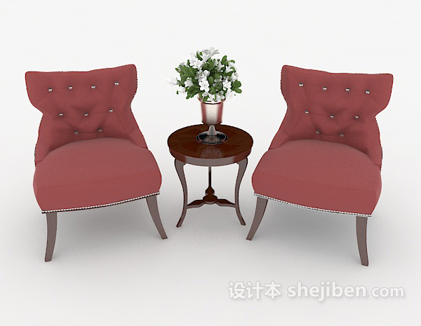 欧式风格欧式简约单人沙发组合3d模型下载