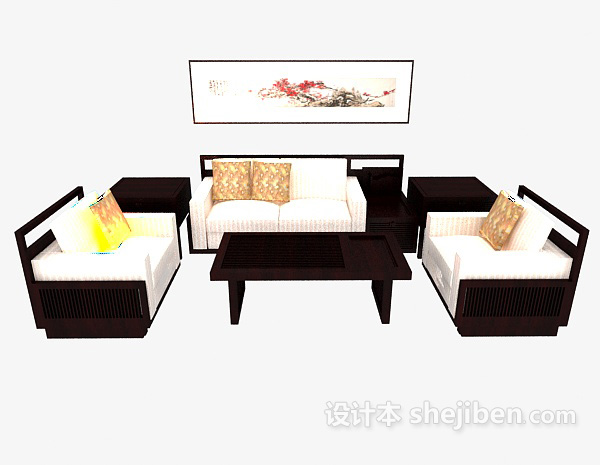 中式风格新中式家居组合沙发3d模型下载