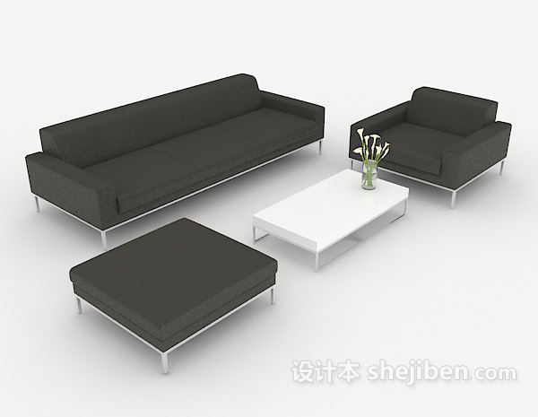黑色休闲商务组合沙发3d模型下载