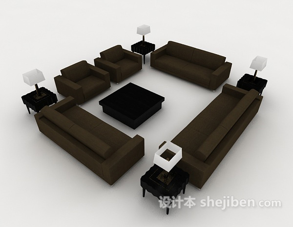 现代风格现代商务组合沙发3d模型下载