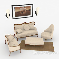 简欧式居家组合沙发3d模型下载