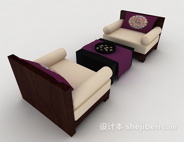 设计本休闲家居木质桌椅组合3d模型下载