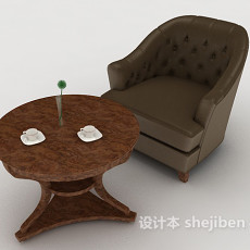 家居休闲棕色单人沙发3d模型下载